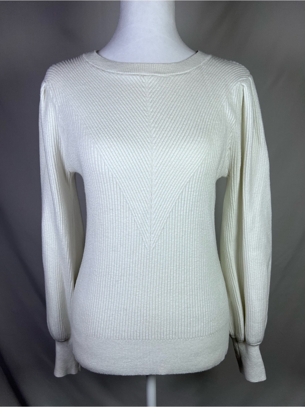 Amazon Tecrew Women's Puff Sleeve Crew Neck Cream Pullover Sweater